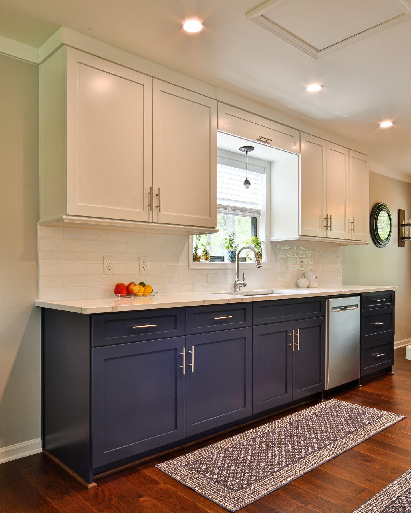 Naval Navy & White Galley Kitchen