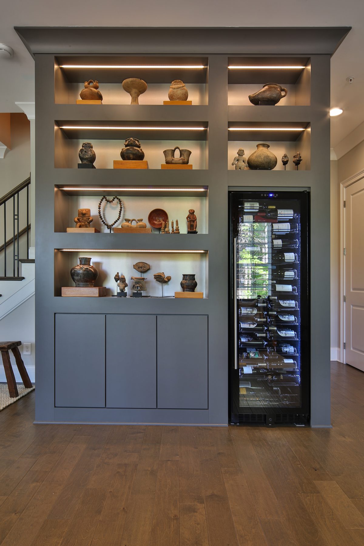 Gray Built-in with Wine Column