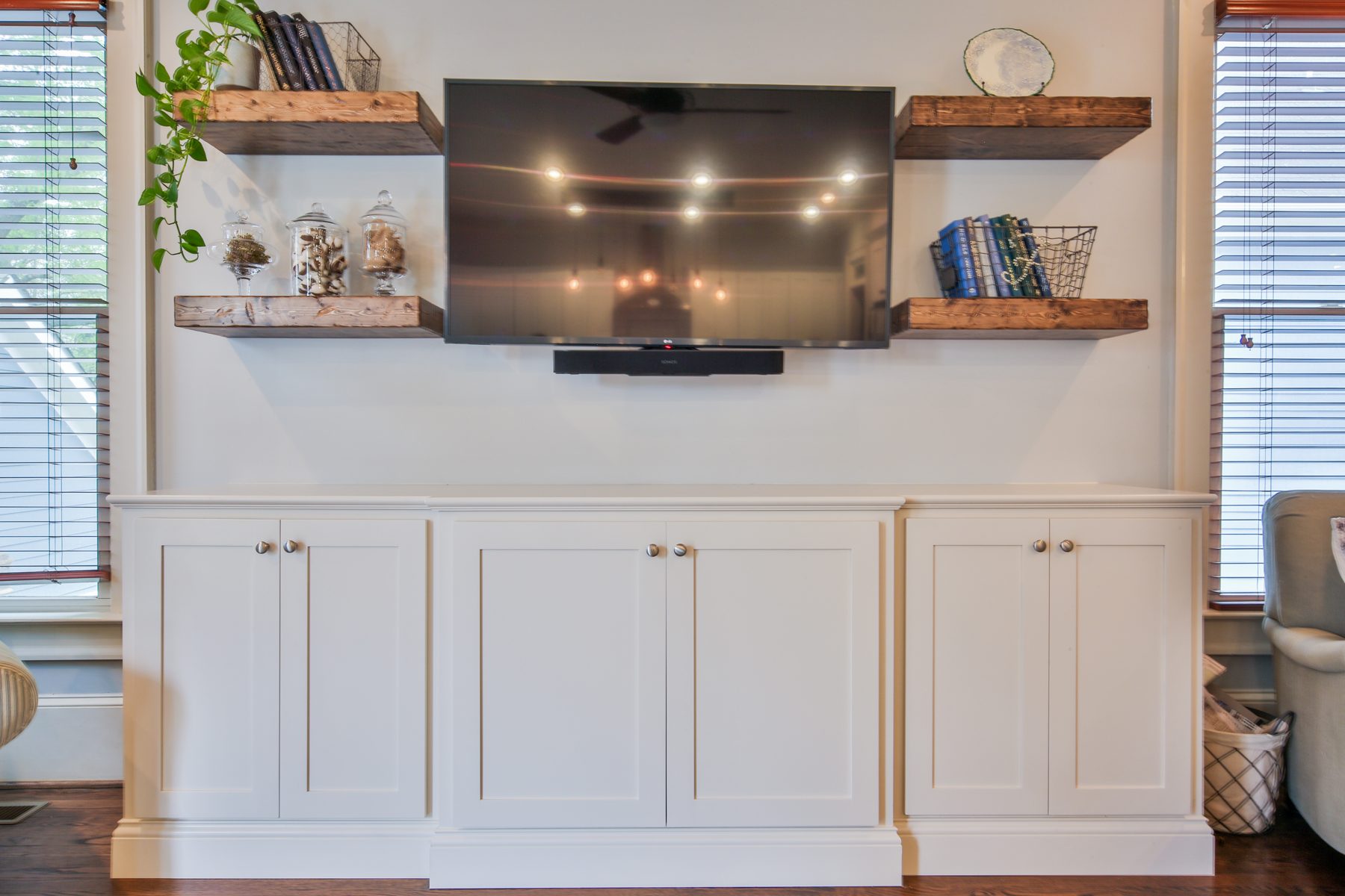 Media Wall with Floating Shelves