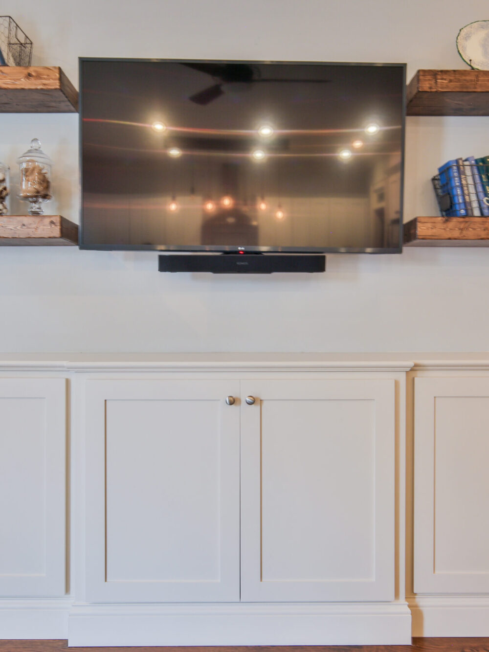 tv built in floating shelves